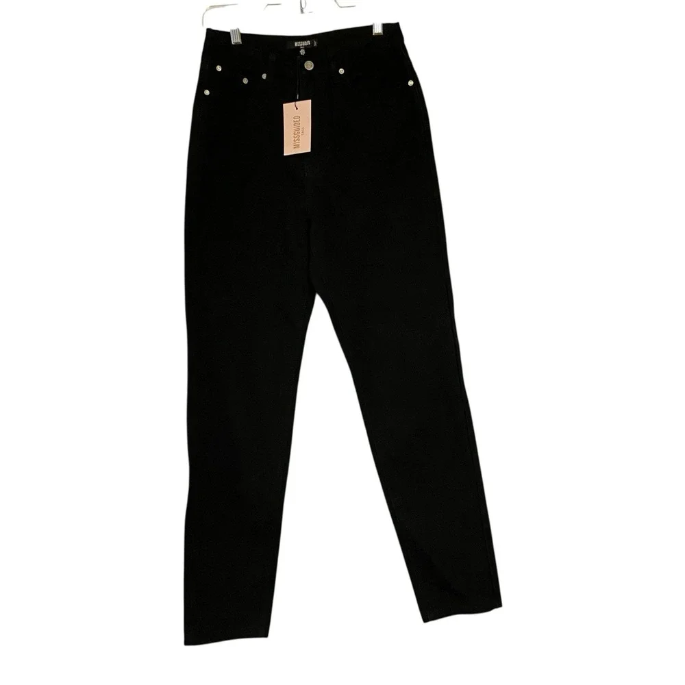 NEW Missguided Women's Riot‎ High Waisted Mom Jeans Size Tall 4 Black